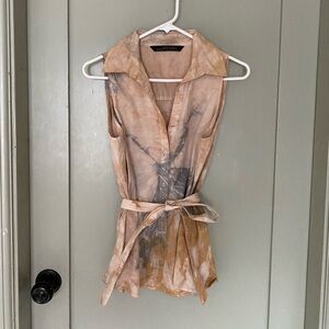 Hand dyed Zara button up tank